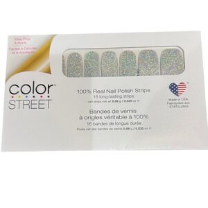 Color Street Fort Worth It Silver Holographic Glitter Nail Polish Strips FMG136